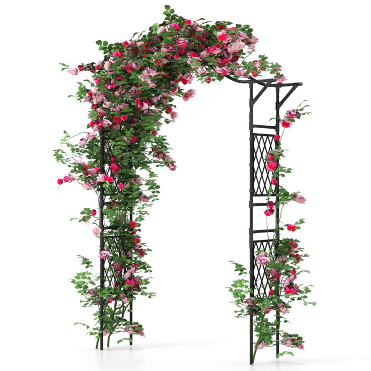 Black PE-Coated Metal Garden Arch Trellis 67” x 15.5” x 83” Outdoor Climbing Plant Support